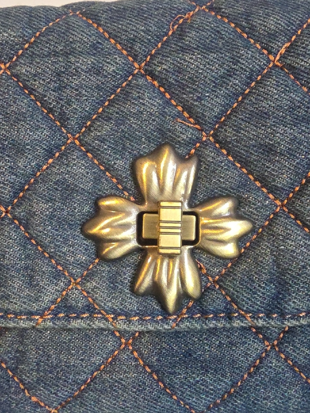 Patricia Nash Quilted Denim Crossbody Bag with Floral Turn-Lock - Picture 9 of 14